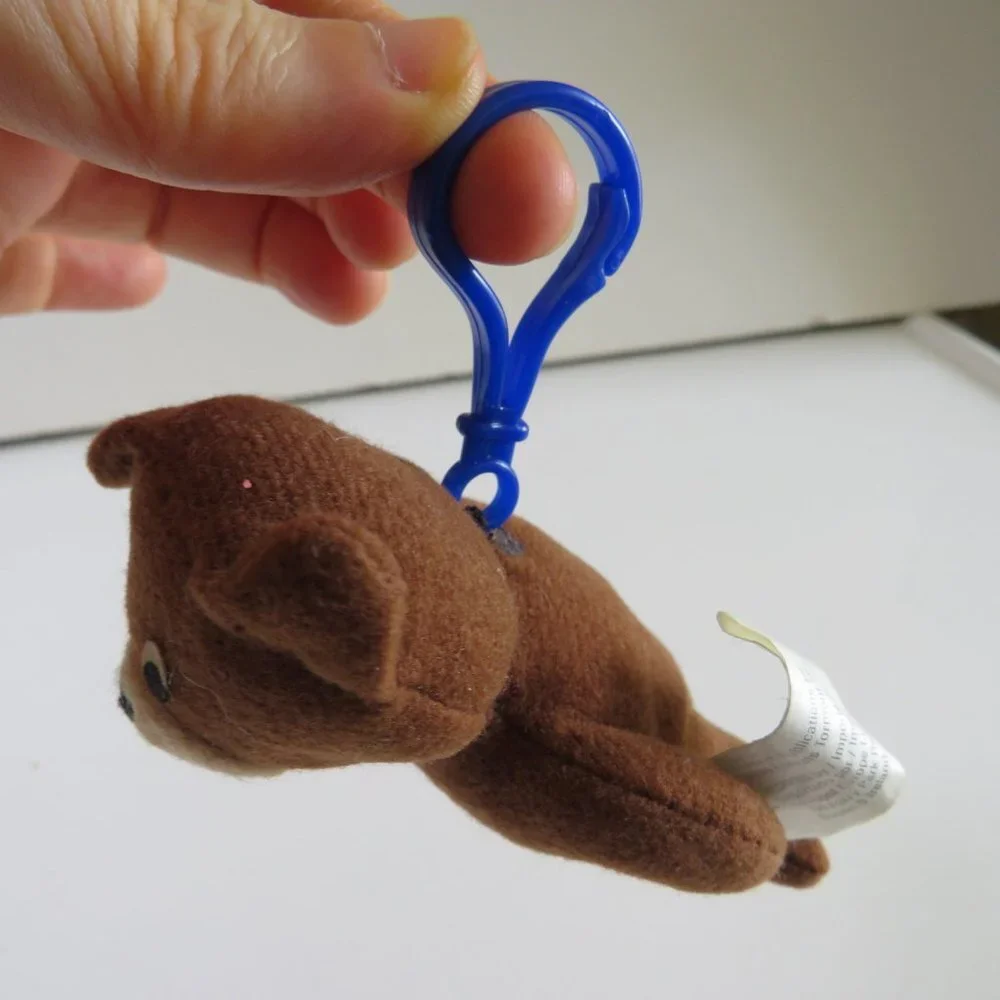Brown & Tan Mini Teddy Bear BACKPACK CLIP plush stuffed animal